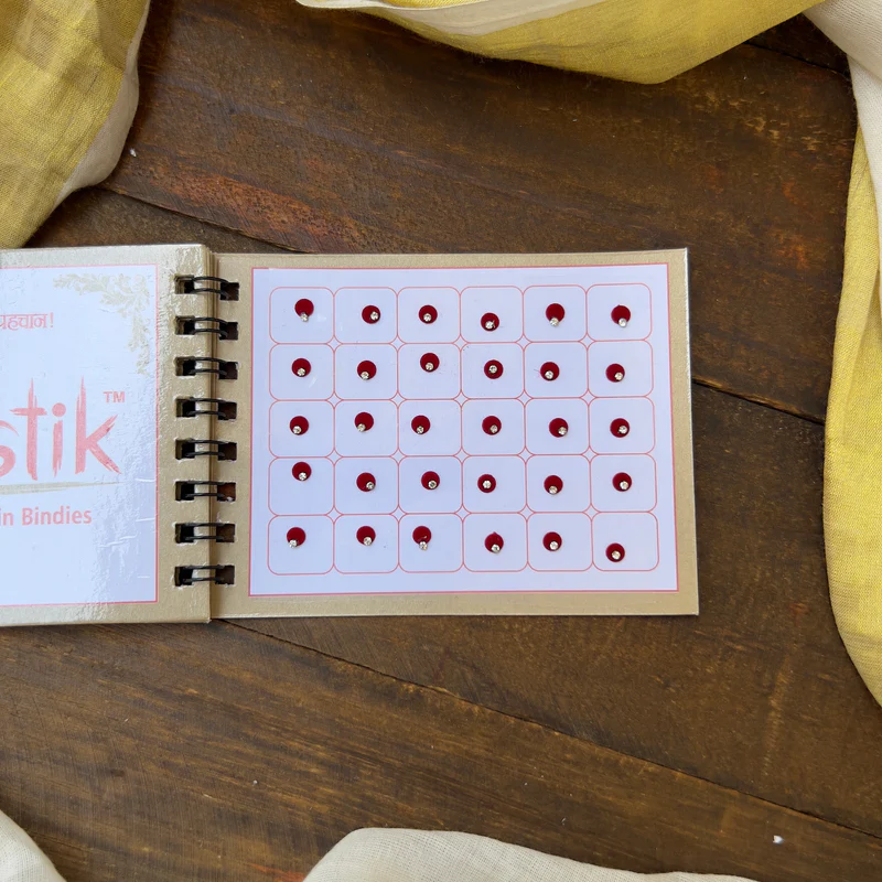 Red Single Stone Round Bindi Book - Swastik Mini Range BB010